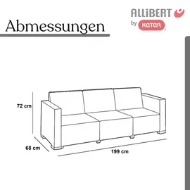 ALLIBERT California 3-Sitzer Anthrazit mit Kissen Sand-Rattanoptik