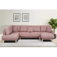 Home affaire Wohnlandschaft TRIPLO U-Form wahlweise mit Schlaffunktion, B/T/H: 310/192/90 cm, Schlafsofa, auch mit Bettkasten, Steppung im Rückenkissen rosa