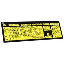 LogicKeyboard XL-Print Kabelgebunden Tastatur Deutsch, QWERTZ Schwarz Multimediatasten, USB-Hub,