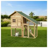 Feel2Home Kleintierkäfig Hasenstall Kaninchenstall Hasen Kaninchen Stall Kleintierstall, Unbehandelt braun