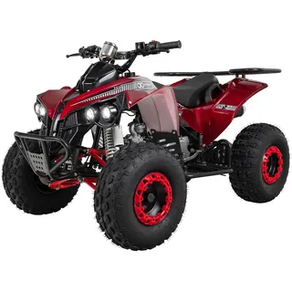 Actionbikes Motors Kinder Quad S-10 | 4 Takt 125 cc 7 kW Benzinmotor - Bis 50 km/h - Pocket Quad - Kinderquad - Miniquad - Not-Aus-Leine - Daumengas drosselbar - Kinderfahrzeug (Metallic Rot)