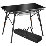 Tectake tectake® Campingtisch, faltbar, höhenverstellbar, 90 x 52 x 47 - 70 cm