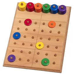 Holz Bi-Ba-Butze Spielesammlung, Lernspiel Farbsudoku, Sudoku als Brettspiel