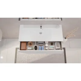 Fackelmann B.Clever Badmöbel Set mit Spiegelschrank, 120 cm Weiß, Waschbecken Gussmarmor Weiß