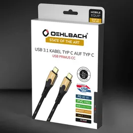Oehlbach USB-Kabel USB 3.2 Gen2 (USB 3.1 Gen2) USB-C® Stecker, USB-C® Stecker 0.50 m, Usb-c-kabel - Black