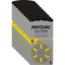 Rayovac Extra Advanced Zink Luft Hörgerätebatterie, 10er Pack, mit 60 Batterien, Geeignet für Hörgeräte Hörhilfen Hörverstärker, Gelb