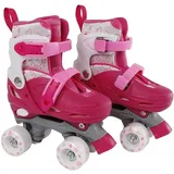 Kids Globe Rollschuhe rosa/weiß (Größe 27-30 verstellbar, mit zwei Schnallen, Rollerskates für Kinder)
