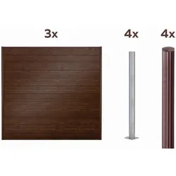 Alberts Sichtschutz Palitio Set, Holzdekor dunkel, Zaun zum Aufschrauben, Länge 6,00 m, Höhe 1,8 m