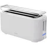 Bomann Toaster 4 Scheiben | Langschlitztoaster mit Auftau-/Aufwärm-/Schnellstoppfunktion | Toaster mit Brötchenaufsatz | Toaster weiß auch für Toastbrötchen & Fertigwaffeln | TA 6070 CB