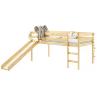 IDIMEX Hochbett BENNY Hochbett mit Rutsche Kiefer massiv lackiert in 2 Farben 90x200 beige