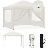 Laneetal Pavillon 3x3 m faltbar, Pop-Up Faltpavillon wasserfest Winterfest, Grillpavillon stabil, Gartenpavillon mit Seitenwänden Fenstern Tasche, für Camping Strand Garten, Beige