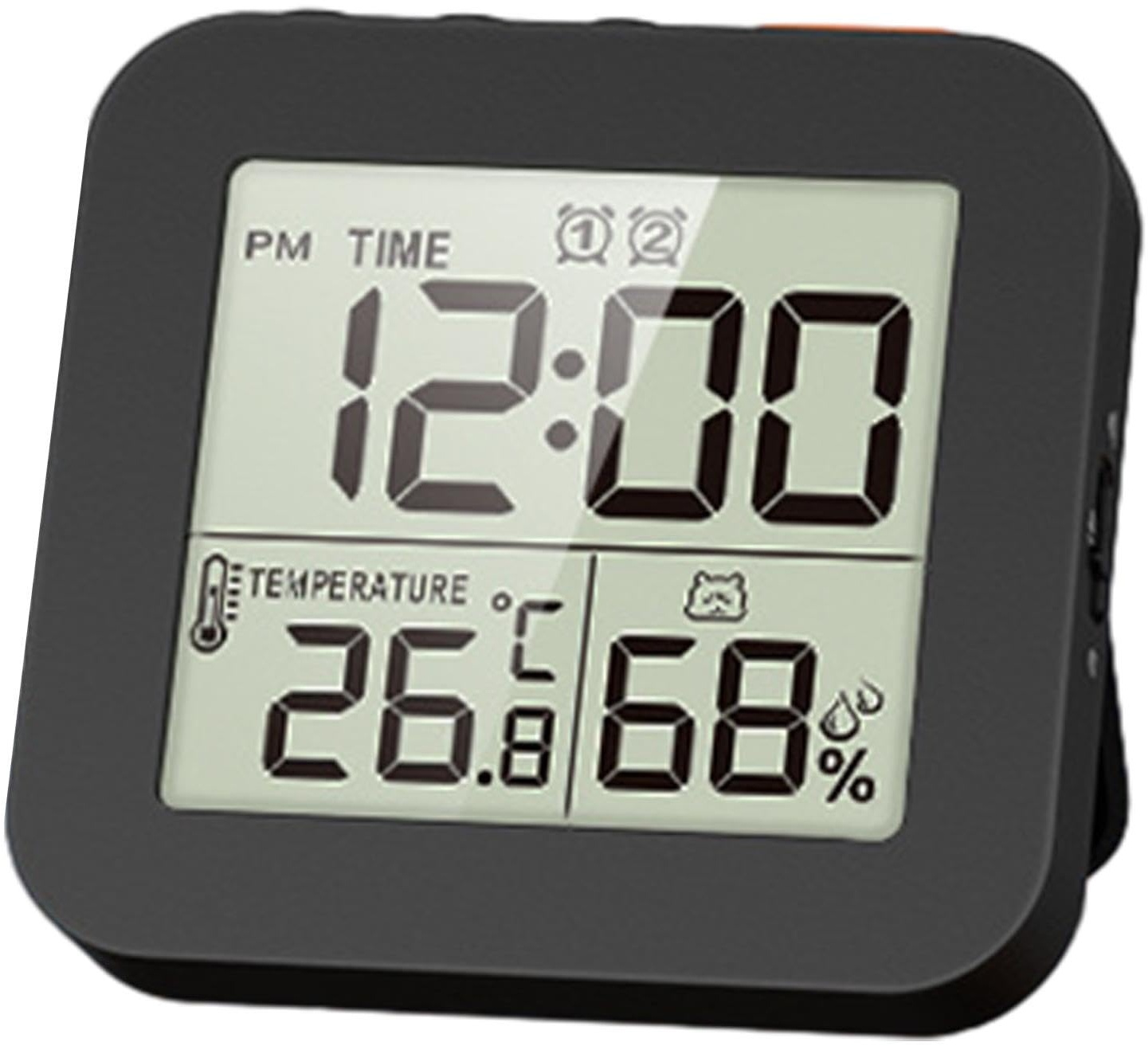 Sharplace Digitale Badezimmeruhr, Dusch-Timer mit Alarm, wasserdichte Uhren für Badezimmer, Küchen-Timer-Uhren, Thermometer-Hygrometer-Wanduhr, Schwarz