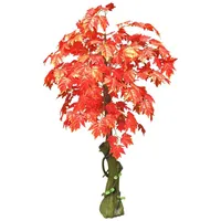 Decovego Kunstpflanze Ahornbaum Rote Blätter, Kunstbaum mit Kunststoffstamm, Höhe 180 cm