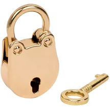 HMF Mini Deko Vorhängeschloss mit Schlüssel, 3,8 x 2,5 x 1 cm Gold