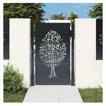 vidaXL Gartentor Anthrazit 105x155 cm Stahl Baum-Design