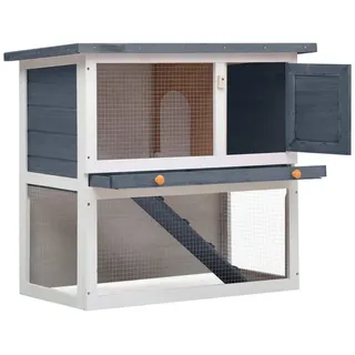 vidaXL Kleintierkäfig Kaninchenstall 1 Tür 90 x 45 x 80 cm grau