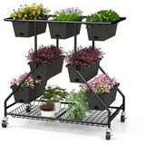 Costway Blumenregal, Schwarz, Metall, 56x99x100 cm, Wohnzimmer, Wohnzimmertische, Blumenständer