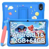 VekfulPC 10,1" K10 Kinder Tablet mit Hülle und Stift Tablet (10,1", 64 GB, Android 16, Android 16, Google Kids Space, 10,1" HD, 5000mAh, 12GB+64GB) blau