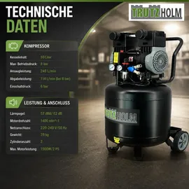 Trutzholm Flüsterkompressor 50L 1500W 62dB 8 bar