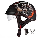 Smilfree Halbschalenhelm Mit ECE-Zulassung Vintage Motorradhelm Cruiser Chopper Scooter Helm Herren Retro Motorrad Halbhelm Damen Mofa Helm