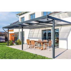 GUTTA Terrassendach Premium, BxT: 611×406 cm, Bedachung Doppelstegplatten, BxT: 611×406 cm, Dach Polycarbonat klar grau