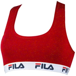 FILA Damen Bustier - ungepolsterter Bra, ohne Bügel, Baumwolle, einfarbig Rot M (Medium)