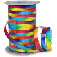 Präsent Geschenkband POLY RAINBOW einseitig hochglanzbeschichtet/Rückseite matt blau, rot, gelb und grün 10 mm x 200 m