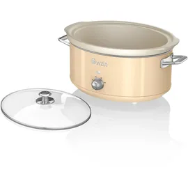 Swan SF17031CNEU Slow Cooker 6,5L, Antihaft-Keramisches PFOA- und PTFE-freies, Vintage, Creme, 320W