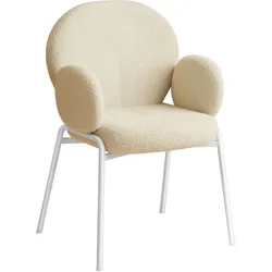 TECTAKE Stuhl Scandi gepolstert, Bouclé-Stoff  pro Stückcreme