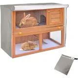 Abdeckung für Kaninchenstall, wasserdichte Kaninchenkäfig-Staubschutz, 210D-Oxford Doppelschicht Abdeckung für Katzen, Hamster, Kaninchen, Haustiere, 122x50x105cm (‎Grau)