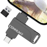 CONNUMY 256GB USB Stick für iPhone, 3-in-1-Flash-Laufwerk zum Sichern von Fotos und Videos ohne APP, USB Speicherstick Kompatibel mit iPhone/iPad/Android/PC