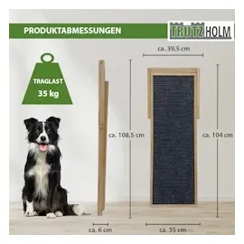 Baumarktplus Hunderampe Echtholz 104x35 cm höhenverstellbar & klappbar 35 kg Tragkraft weiche Filz-Lauffläche