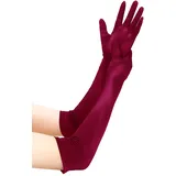EORUBE 1920s Handschuhe für Damen Ellenbogen Lange Satin Handschuhe Party Kostüm (Weinrot) - Einheitsgröße