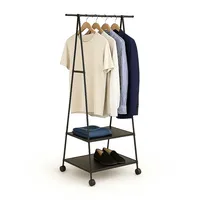 Relaxdays Kleiderständer Rollen, 2 Vliesablagen, HBT:160x55x42cm, Eisen, Garderobe für
