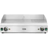 HENDI Grillplatte, Entnehmbare Festtschublade, Temperatur bis 300°C regelbar, 2/3 glatt, 1/3 gerillt, Elektrogrill, Tischgrill, Gastrogrill, 230V/3500W, 720x530x(H)250mm, Edelstahl
