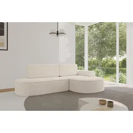altdecor Eckcouch Cord mit Schlaffunktion 2-Sitzer Beige