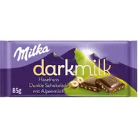 Milka Dark Milk Haselnuss 1x 85g I Zartherbe Alpenmilch-Schokolade I mit Haselnuss-Stückchen I Milka Nuss-Schokolade aus 100% Alpenmilch I Tafelschokolade (Packung mit 6)