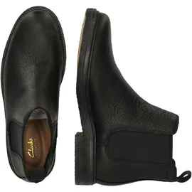 CLARKS Clarkdale Easy Mädchen, Gr. 44 schwarz, Leder, Schuhe Stiefel, mit elastischen Einsätzen an den Seiten
