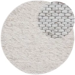 Wollteppich CARPETFINE "Sina", beige, H:14mm Ø:80cm, Wolle, Teppiche, grobe Struktur, Zeitloses Design, reine Wolle, Wohnzimmer