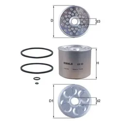 MAHLE Kraftstofffilter Ø88,0mm 88,0mm für SKODA SUZUKI VW PEUGEOT LAND ROVER GARDNER TALBOT LAMBORGHINI IVECO VOLVO ISUZU NISSAN RENAULT TRUCKS LADA M