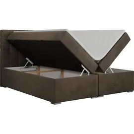 MKS Meble Boxspringbett 180x200 mit Bettkasten, Bett 180x200 mit Matratze und Topper - SUSAN - 180x200 - Braun - Velvet - H4 - Braun