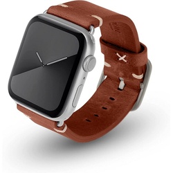 JT Berlin Smartwatch-Armband Watchband Alex Vintage, [Apple Watch Ultra / Series 4-8 Echtleder-Armband] braun|silberfarben (180mm – 225mm)