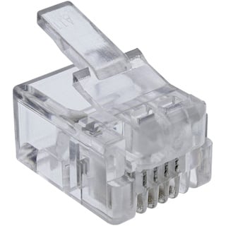 InLine 73014R 10er Pack Modularstecker, 6P4C RJ11 zum Crimpen auf Rundkabel