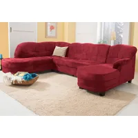 Wohnlandschaft HOME AFFAIRE "Camelita U-Form" Sofas Gr. B/H/T: 289cm x 86cm x 81cm, Microfaser PRIMABELLE, Recamiere rechts, ohne Bettfunktion, rot (bordeaux) wahlweise mit Bettfunktion