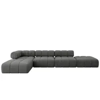 altdecor Ecksofa modulares Sofa Kerru-L2 - 380x190x70 cm Dunkelgrau Velours