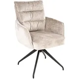 Home4You Polsterstuhl, Beige Schwarz Webstoff - Metallgestell - 360 Grad drehbar