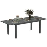 Outsunny Gartentisch Erweitert Aluminium 160/220x90 cm Wetterfest Balkontisch, rutschfest Buffettisch Campingtisch für 6-8 Personen, Outdoor