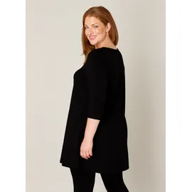 Base Level Curvy "Aria", Damen, Gr. 44, schwarz, Single Jersey, Obermaterial: 94% Viskose, 6% Elasthan, unifarben, figurumspielend ca. Mitte Oberschenkel, Rundhals, Shirts, mit Rundhalsausschnitt