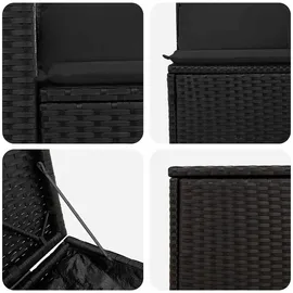 vidaXL Sofa Set 7-tlg. Polyrattan und Stahl schwarz