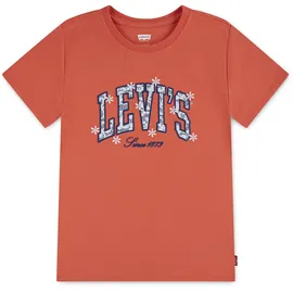 Levi's T-Shirt LEVI'S KIDS "LVG LEVIS CHAMBRAY APPLIQUE TO", Mädchen, Gr. 10 (140), orange (hot coral), Jersey, Obermaterial: 60% Baumwolle, 40% Polyester, bestickt, normal hüftbedeckend, Rundhals, Shirts T-Shirt, for Girls, mit Logo-Stickerei